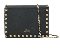 Rockstud Chain Crossbody, Leather, Black, DB, 3*